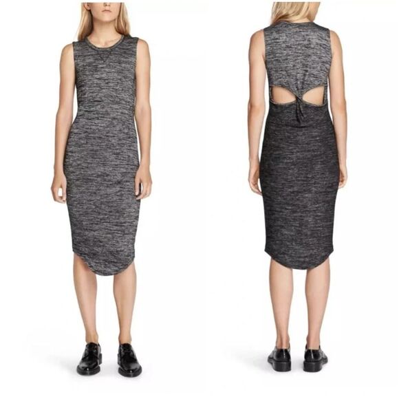 RAG & BONE BLACK HEATHER CUTOUT TWIST BACK SLEEVELESS DRESS SIZE SMALL - Picture 1 of 8